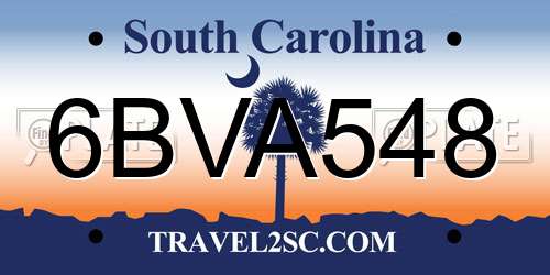 6BVA548 South Carolina License Plate