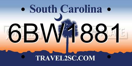 6BW1881 South Carolina License Plate