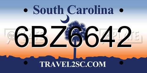 6BZ6642 South Carolina License Plate