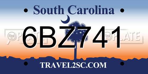 6BZ741 South Carolina License Plate