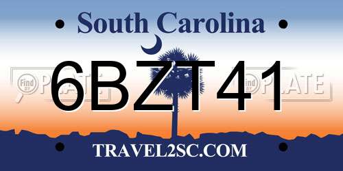 6BZT41 South Carolina License Plate