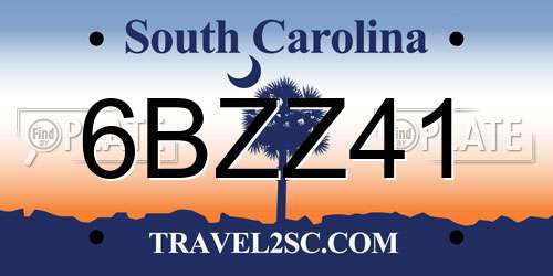 6BZZ41 South Carolina License Plate