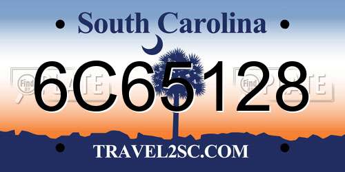 6C65128 South Carolina License Plate