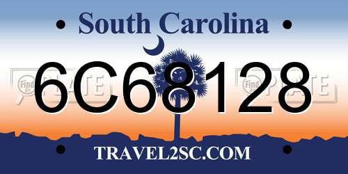 6C68128 South Carolina License Plate