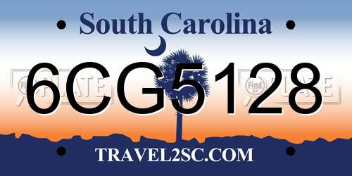 6CG5128 South Carolina License Plate