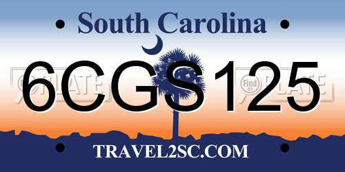 6CGS125 South Carolina License Plate