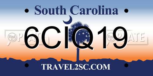 6CIQ19 South Carolina License Plate