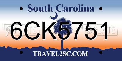 6CK5751 South Carolina License Plate