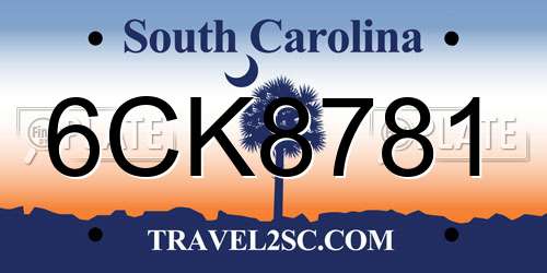 6CK8781 South Carolina License Plate