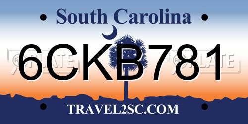 6CKB781 South Carolina License Plate