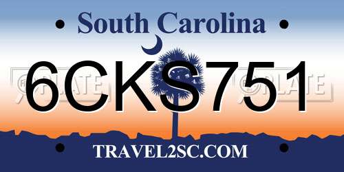 6CKS751 South Carolina License Plate