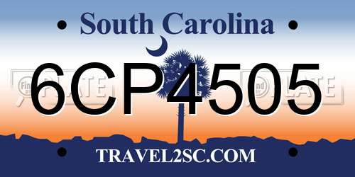 6CP4505 South Carolina License Plate