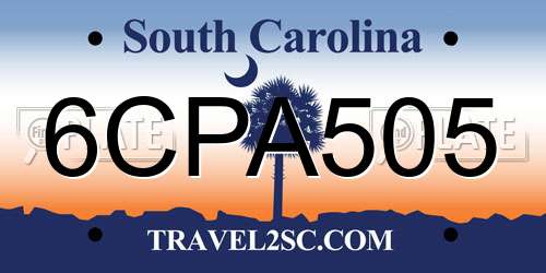 6CPA505 South Carolina License Plate