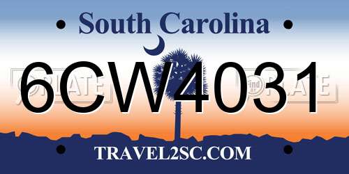 6CW4031 South Carolina License Plate