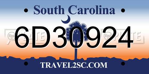6D30924 South Carolina License Plate