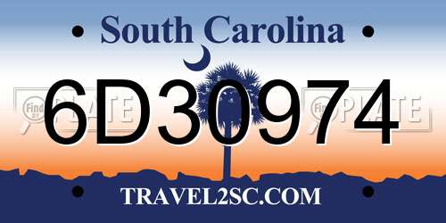 6D30974 South Carolina License Plate