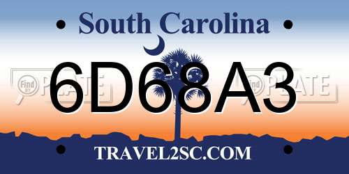 6D68A3 South Carolina License Plate