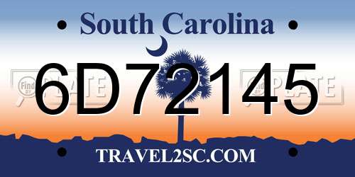 6D72145 South Carolina License Plate