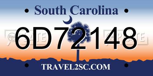 6D72148 South Carolina License Plate
