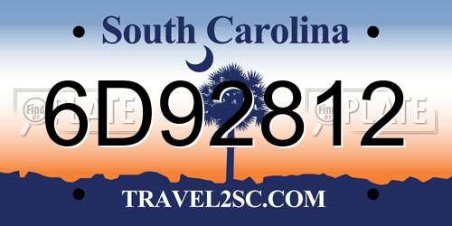 6D92812 South Carolina License Plate