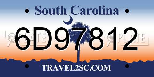 6D97812 South Carolina License Plate