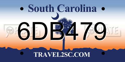 6DB479 South Carolina License Plate