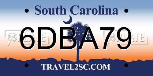 6DBA79 South Carolina License Plate