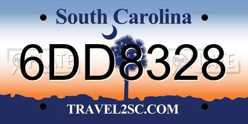 6DD8328 South Carolina License Plate