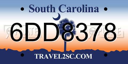 6DD8378 South Carolina License Plate