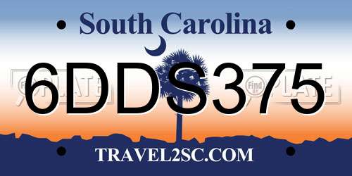 6DDS375 South Carolina License Plate