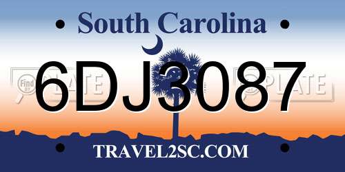 6DJ3087 South Carolina License Plate