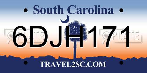 6DJH171 South Carolina License Plate
