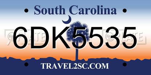 6DK5535 South Carolina License Plate