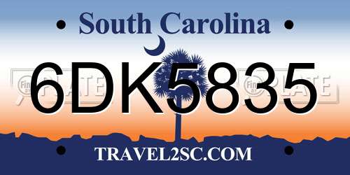 6DK5835 South Carolina License Plate