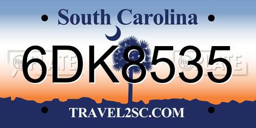 6DK8535 South Carolina License Plate