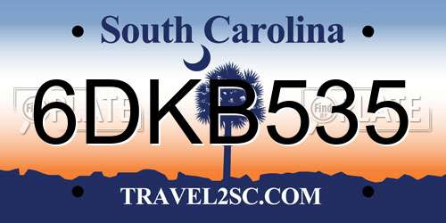 6DKB535 South Carolina License Plate