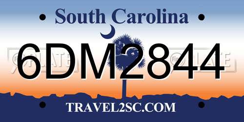 6DM2844 South Carolina License Plate