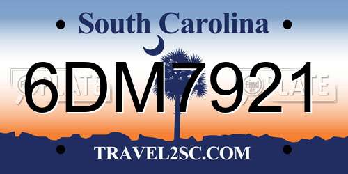 6DM7921 South Carolina License Plate