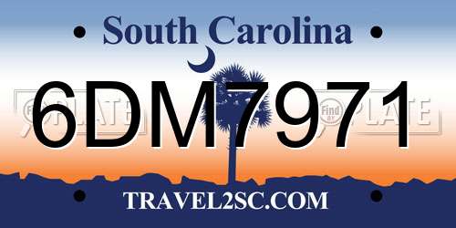 6DM7971 South Carolina License Plate