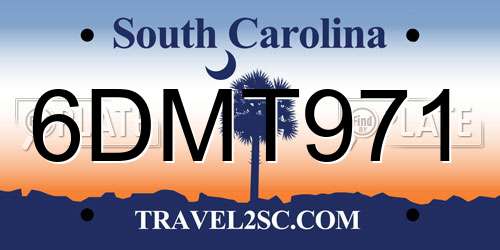 6DMT971 South Carolina License Plate
