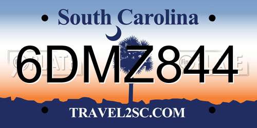 6DMZ844 South Carolina License Plate