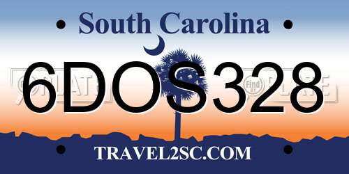 6DOS328 South Carolina License Plate