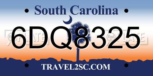 6DQ8325 South Carolina License Plate