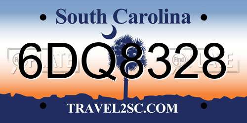 6DQ8328 South Carolina License Plate