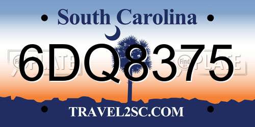 6DQ8375 South Carolina License Plate