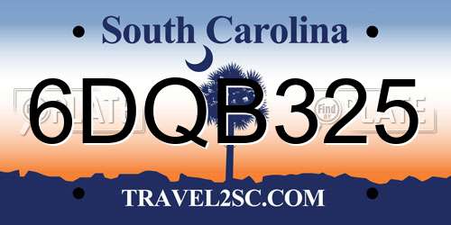 6DQB325 South Carolina License Plate