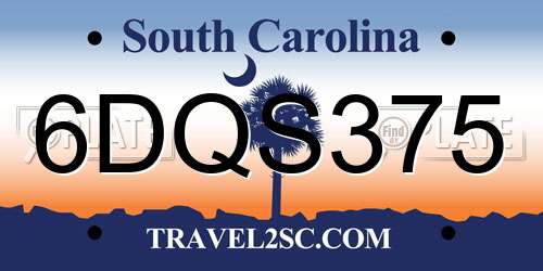 6DQS375 South Carolina License Plate
