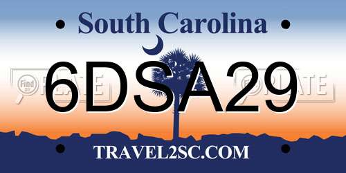 6DSA29 South Carolina License Plate