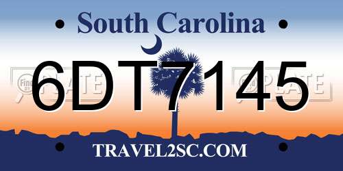 6DT7145 South Carolina License Plate