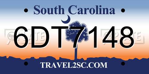6DT7148 South Carolina License Plate